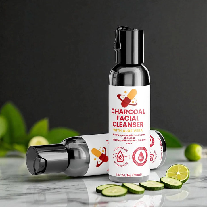 Miravyn Charcoal Facial Cleanser for Oily Skin with Aloe Vera, activated charcoal for acne control, pore detox, and hydration.