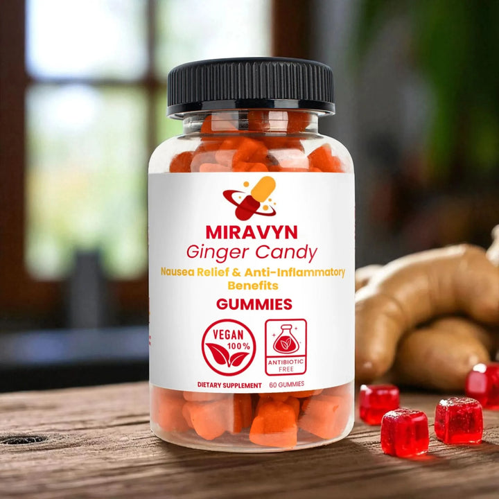 Ginger candy for nausea – Ginger chews for nausea relief and anti-inflammatory benefits, vegan 100%, antibiotic-free, healthy supplement.