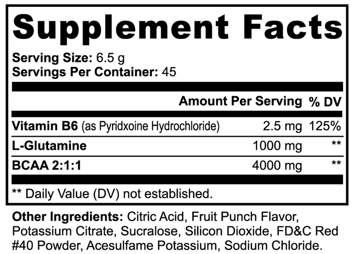 Supplement facts for Miravyn energy drink powder with nutritional information and ingredients.