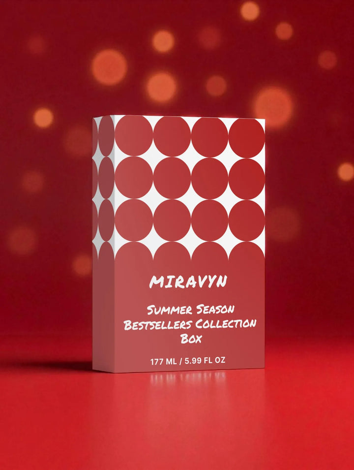 Miravyn Summer Season Bestsellers Collection Box on a red background.